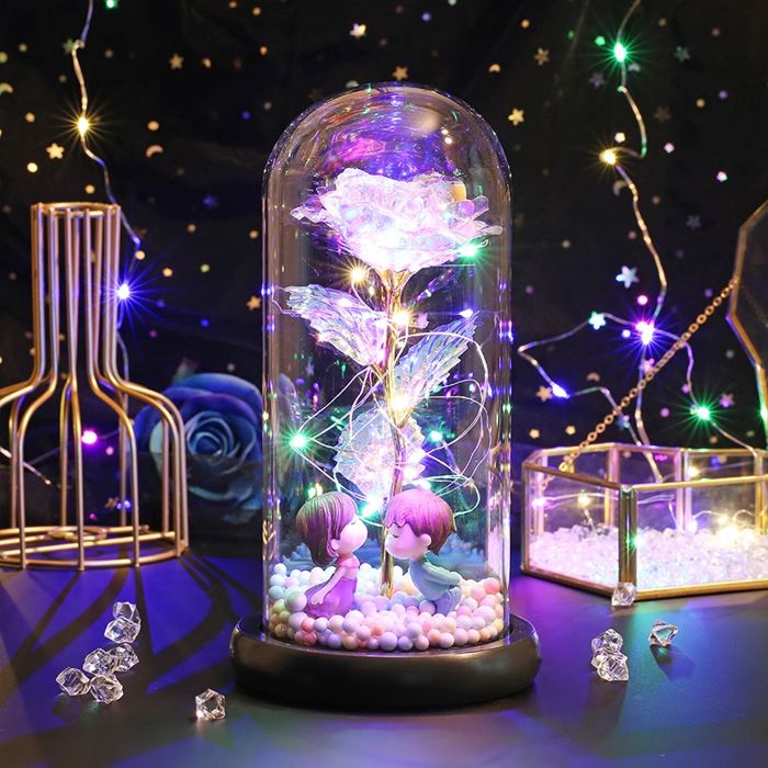 Lampe de Table LED en Clip avec Projection de Rose Lumière Romantique en Diamant Veilleuse pour Chambre à Coucher