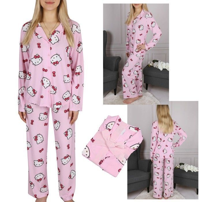 Pyjama Hello Kitty Fille Ado - Haut Manches Longues Et Pantalon Taille Élastique - Doux Et Chaud - Idée Cadeau Kawaii - 9