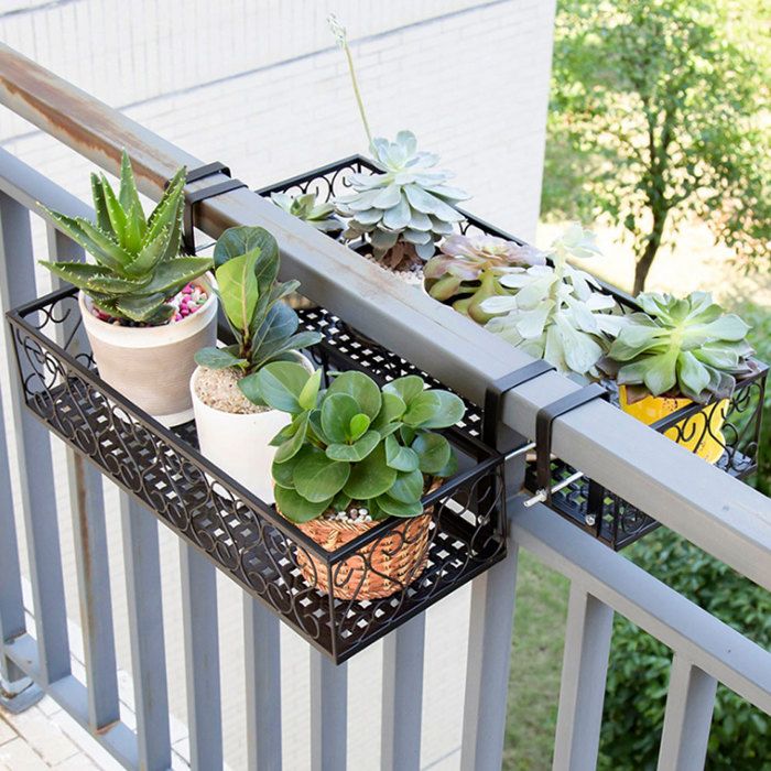 OMABETA Pot de fleurs suspendu en fer forgé pour balcon étagère de rangement de plantes décoration de balcon