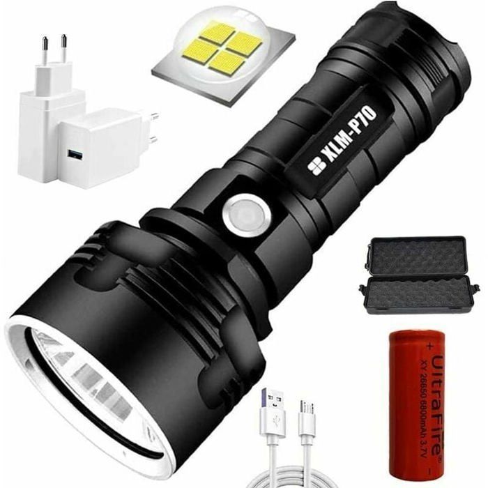 Lampe Torche - PZCC - P70 - 3000 Lumens - Étanche - 3 Modes dÉclairage