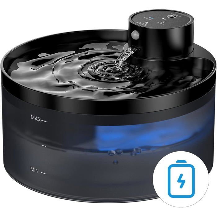 Comparer les prix de FLEUVE - Fontaine a eau pour chat - Fontaine 32L Sans Fil Détecteur Mouvement 4200mAh Rechargeable Silencieuse