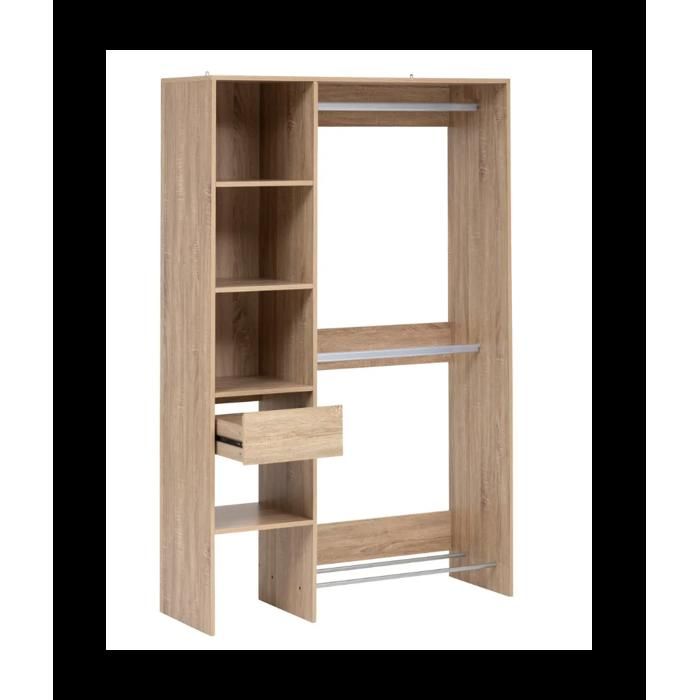 Dressing 2 penderies avec étagères coloris Effet chêne naturel - Longueur 118 x largeur 39 5 x Hauteur 180 cm