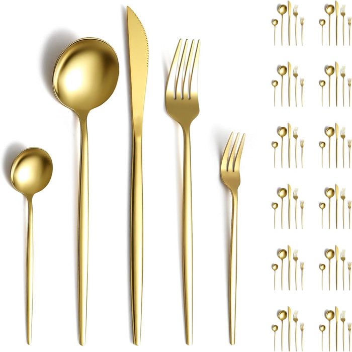 Set De Couverts 60 Pièces Pour 12 Personnes - Acier Inoxydable - Lave-vaisselle Safe - Idéal Maison, Fêtes, Camping, Restaurants
