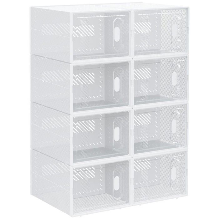 Meuble à chaussures 8 compartiments transparent plastique 25x35x19cm - Étagère rectangulaire rangement Meuble à chaussures 8 compartiments transparent plastique 25x35x19cm - Étagère rectangulaire rangement