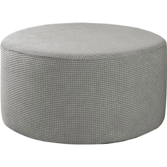 Stretch Couvercle Pouf Pouf Housses Ronde pour Salon Pied Tabouret Stretch Couvre à Fit Pouf Pied Reste épais Souple Tissu gris