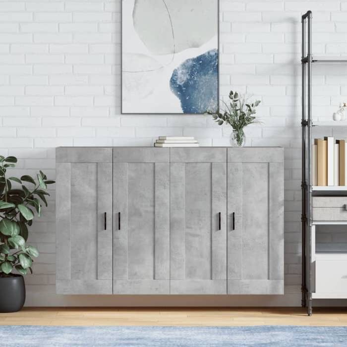 Lot De 2 Armoires De Rangement Grises 72x36x82 Cm – Métal Et MDF