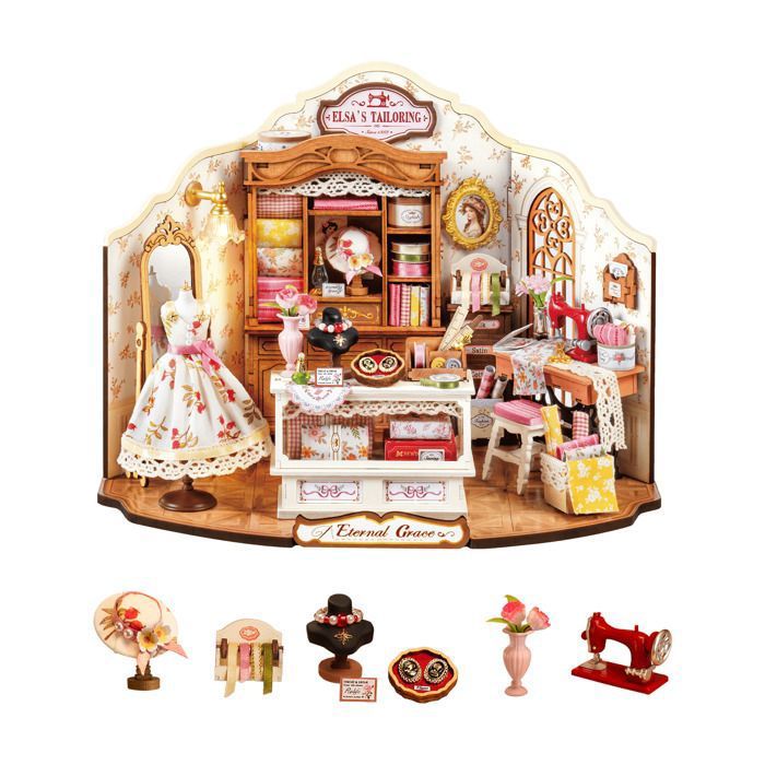 ROBOTIME Henry's Chocolate – Maison Miniature Chocolaterie En Bois à Construire Avec LED, Kit DIY Créatif Adulte, Décoration Gourmande Lumineuse