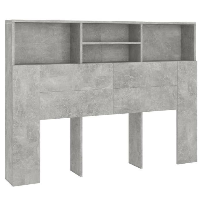 Armoire de tête de lit - VIDAXL - Gris béton - 140x19x1035 cm - Bois dingénierie - Rangement supplémentaire