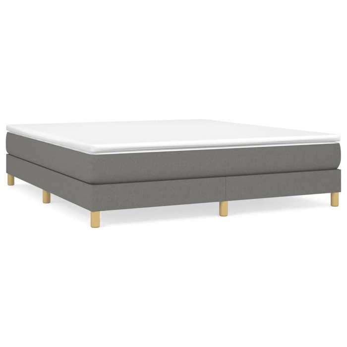 Cadre de lit à ressorts - JILL - 180x200 cm - Gris foncé - Tissu polyester - Lattes de contreplaqué - Pieds robustes