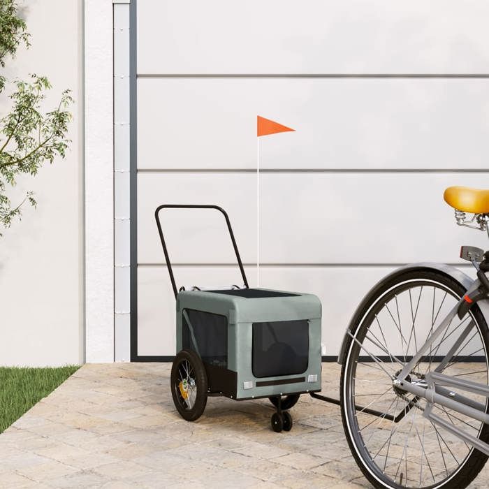 Remorque de vélo pour animaux - Happiness - Gris et noir - 120x545x53 cm - Cabine 40x62x40 cm - Charge max 30 kg