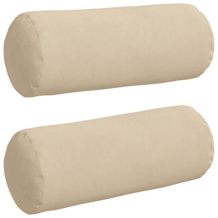 Coussins daccent en microfibre - vidaXL - 2 pièces - Crème - Ø 15 x 40 cm - Housses amovibles - Rembourrage polyester