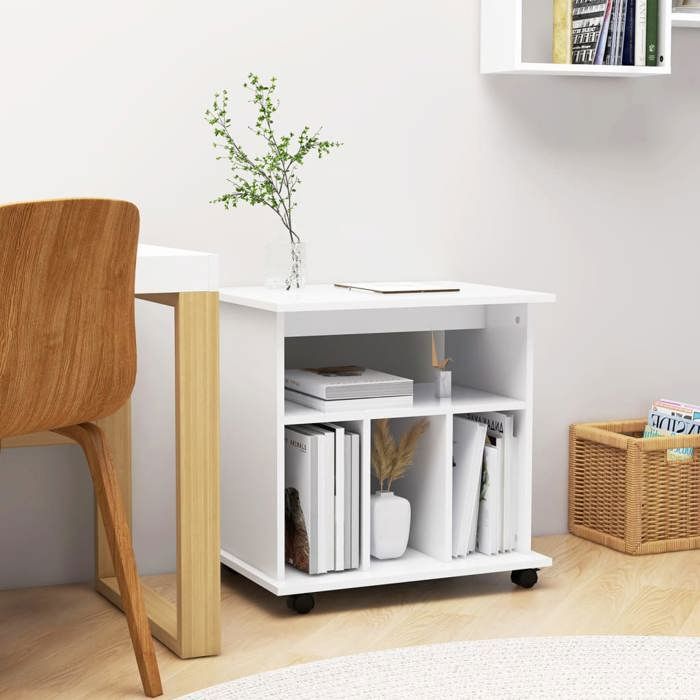SALE 2026 Buffet bahut Blanc - Armoire à roulettes Blanc 60x45x60cm - Bois d’ingénierie PRO341227272