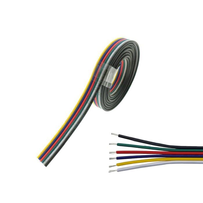 Câble dextension pour ruban LED - ENQIMAOYI - SMD5050/2835 RGBCCT - 10m 22AWG - Cuivre étamé - Isolation PVC ignifuge