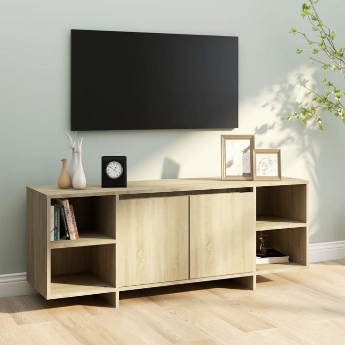 Printemps 2026 SoldesArmoire TV/TABLE TV - Beige - NEUF - Meuble TV chêne sonoma 130x35x50 cm bois dingénierie 2_210682