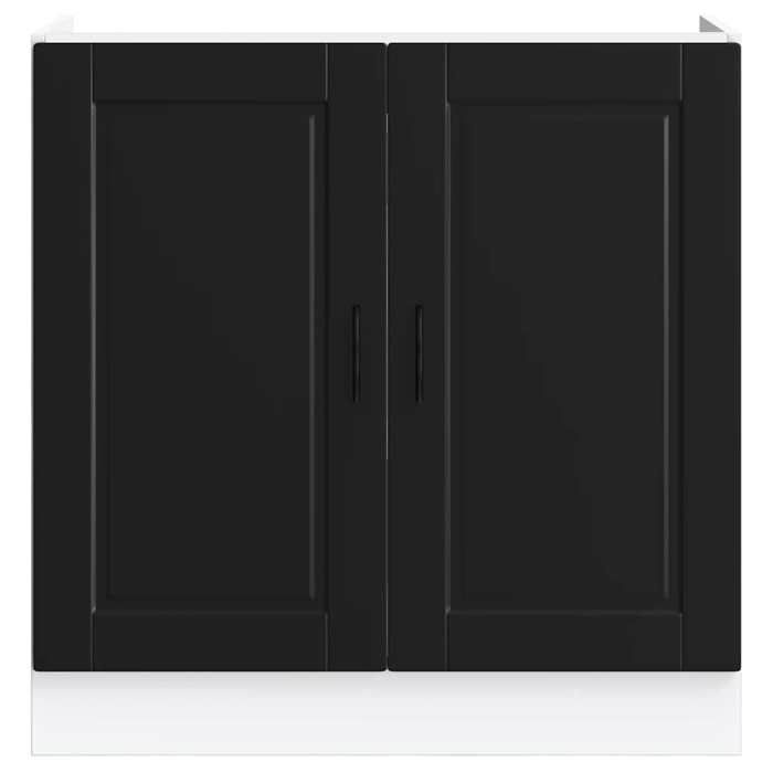 Caisson de cuisine Noir - LEMON® Meuble bas pour évier Porto noir 80x46x81 5cm - Bois ingénierie 516 - Soldes