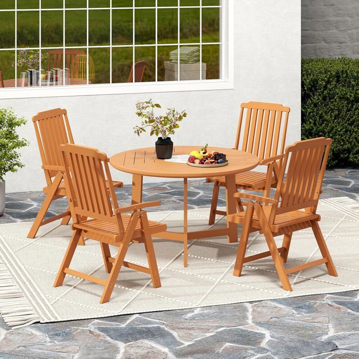 GIANTEX Chaise de Terrasse Pliante en HDPE avec Dossier Incliné Siège à Lattes Accoudoirs Charge 150 kg 55x63x101cm Marron GIANTEX Chaise de Terrasse Pliante en HDPE avec Dossier Incliné Siège à Lattes Accoudoirs Charge 150 kg 55x63x101cm Marron