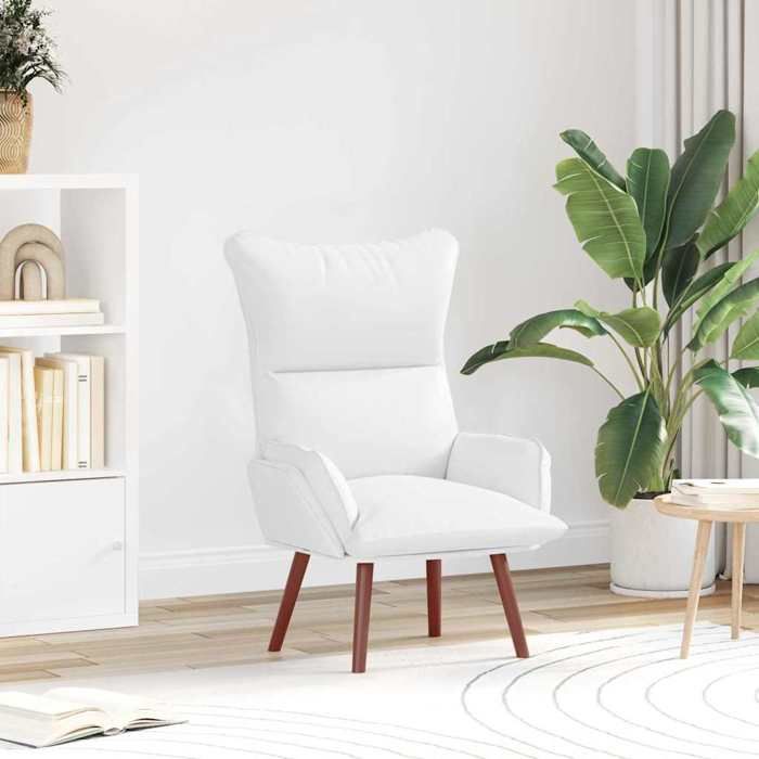 NEW 2026 Fauteuil-chaise simple - 1 pc - Poids maximal: 110 kg - Blanc 69x74x93 cm Simili cuir L6679