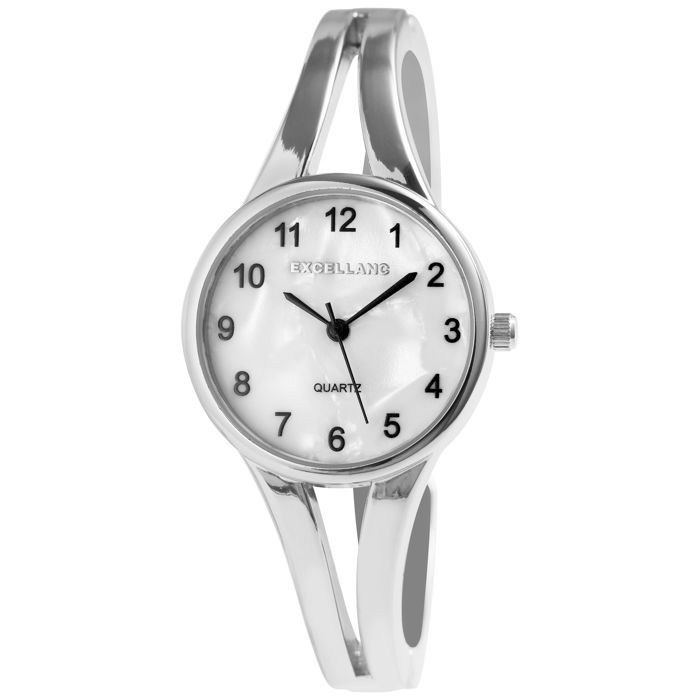 Montre - EXCELLANC - Excellanc Femme - Boîtier 28 mm - Bracelet jonc métal argenté - Cadran nacré