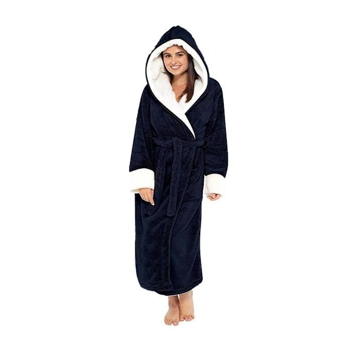 Peignoir polaire pour femme, peignoir doux à capuche, peignoir en