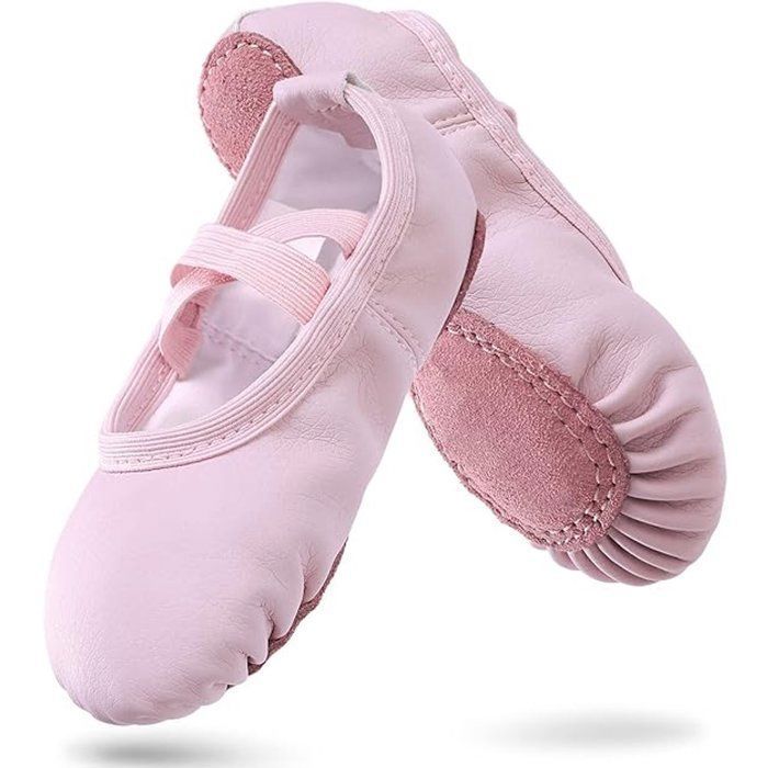 Chaussons de Danse Ballet Femme Fille PU Souple Semelle Antidérapante Rose Taille EU 28 pour Ballet Yoga Danse