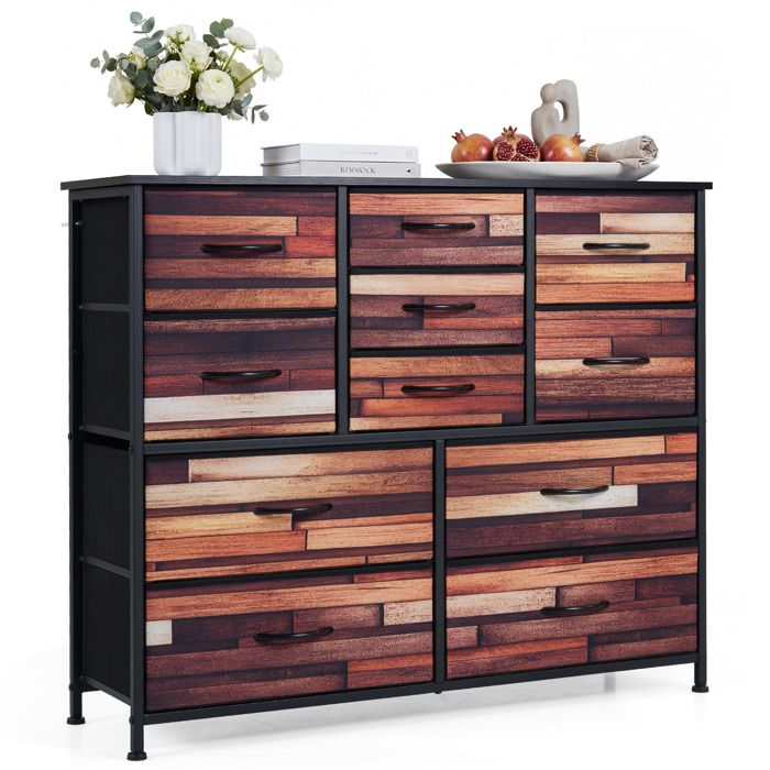 COSTWAY Commode à Tiroirs Tissu avec 11 Tiroirs en Tissu Non Tissé Cadre Métallique pour Chambre Entrée Salon Placard COSTWAY Commode à Tiroirs Tissu avec 11 Tiroirs en Tissu Non Tissé Cadre Métallique pour Chambre Entrée Salon Placard
