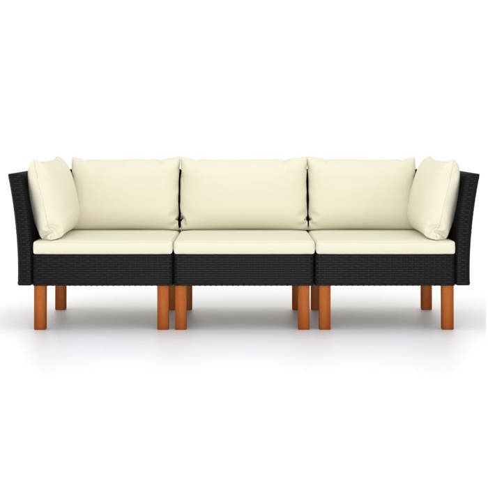 Noir Mobilier de Balcon - ZENCORE® Canapé de jardin à 3 places - avec coussins - noir - résine tressée Top382062951
