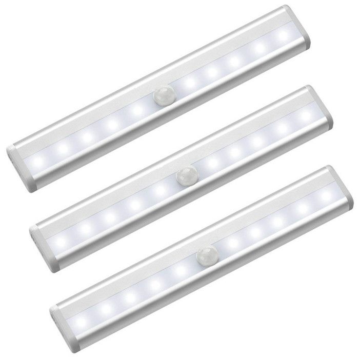 Lot de 3 Veilleuses LED à Détection - Rechargeables Sans Fil Magnétiques pour Escaliers Camping-car Marche Éclairage Nuit