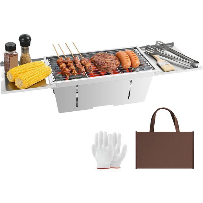 UTEN Barbecue Charbon de Bois Portable Pliable Barbecue de Table Pour Camping Jardin Extérieur avec Sac de Transport et Gants