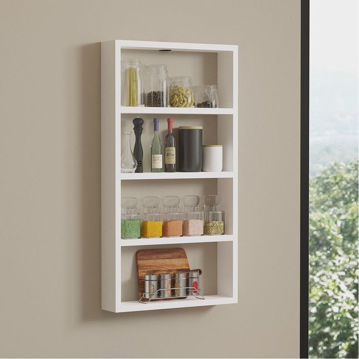 Étagère Cervasca Dmora bois mélaminé blanc 43x9x80h cm Étagère Cervasca Dmora bois mélaminé blanc 43x9x80h cm
