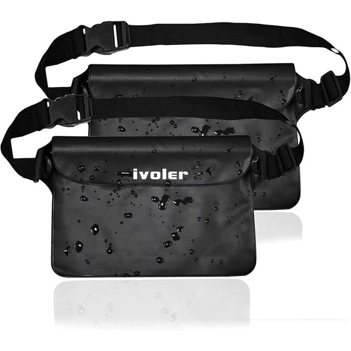 Idéal pour natation canotage – Pack de 2 sac étanche étui pochette imperméable à ceinture sangle réglable N HOUSSE DE RANGEMENT