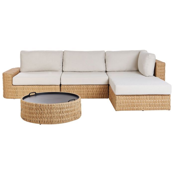 Ensemble de canapés dangle de jardin 4 places OLIVERI Côté gauche Beige Polyrotin