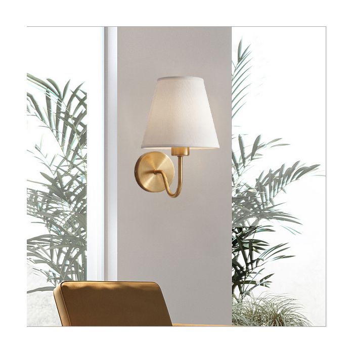 ElektraH Moderne Applique Murale Industriel E27 Lampe Murale Intérieur Abat-jour en Tissu Blanc Eclairage de Murale Vintage 17*23cm