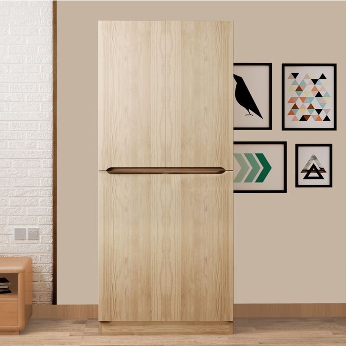 Armoire De Chambre En Bois Naturel 2 Portes Penderie De Rangement Moderne FloraGrace Pour Chambre Facile A Assembler 70x40x170cm