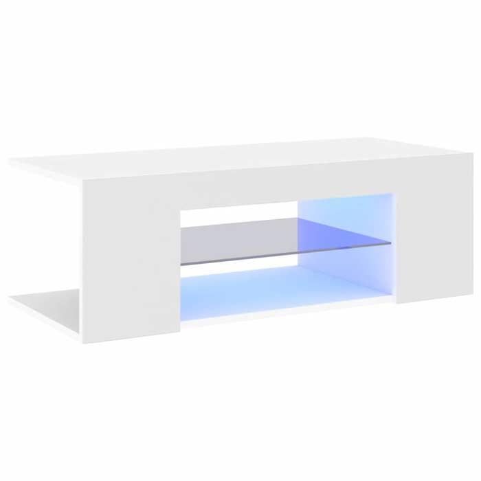 Meuble TV avec lumières LED Blanc 90x39x30 cm_2 ans garantie_75875