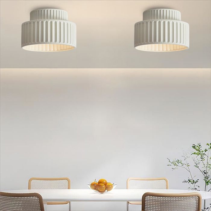 SNOGOLD 2PCS Plafonnier Minimaliste en Résine Ø23cm E27 Luminaire Nordique Blanc Cylindrique Lampe de Plafond pour Balcon Chambre