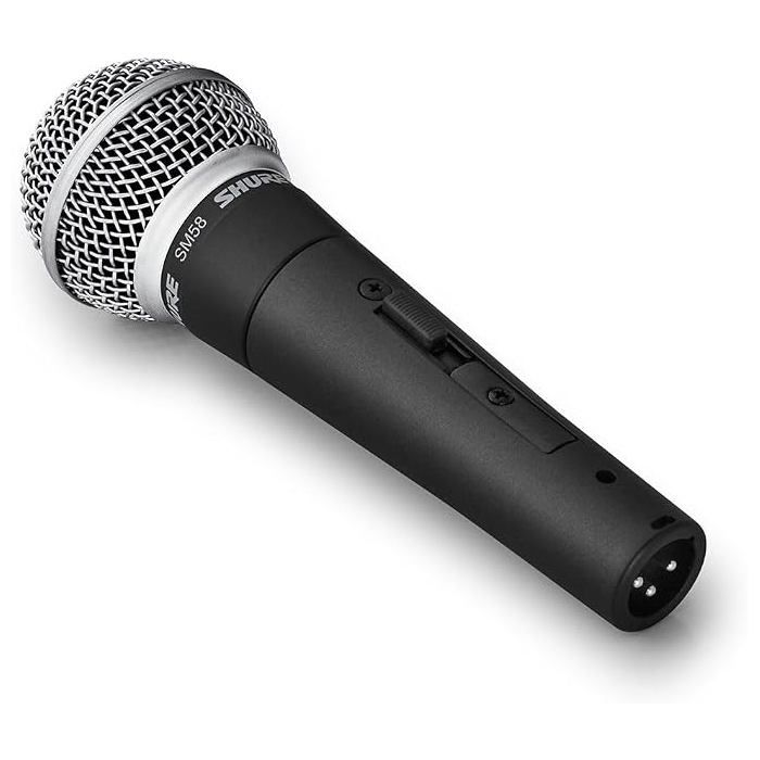 Shure SM58S Microphone Vocal Dynamique cardioïde avec Interrupteur on/Off Filtre Pop intégré Clip Micro A25D Sac de Rangement