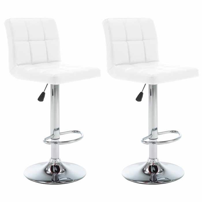 vidaXL Tabourets cuisine - Chaises de bar - lot de 2 - blanc similicuir @24