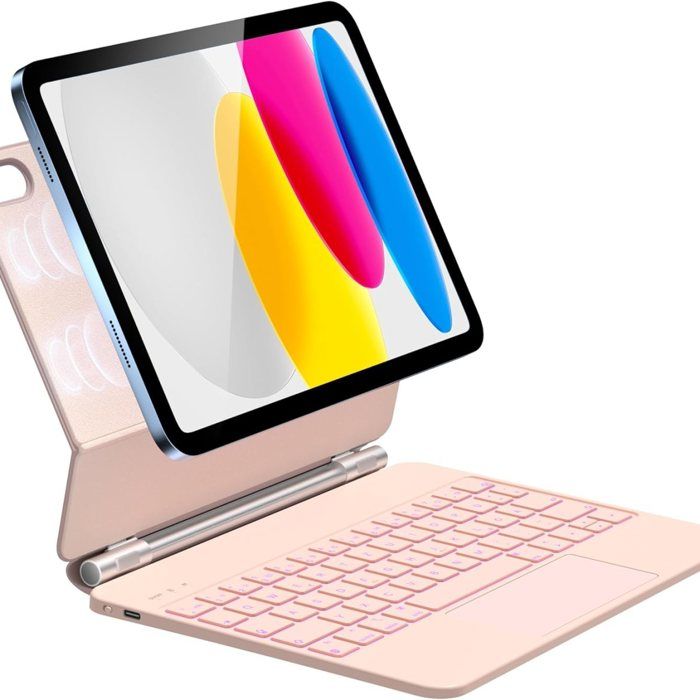 Clavier HOU FY-10G QWERTZ allemand magnétique pour iPad 109 pouces - rose