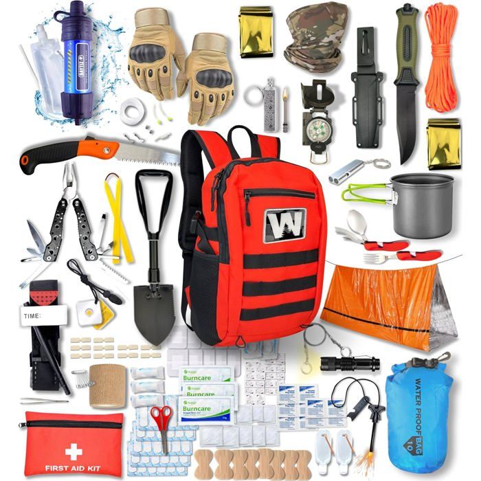 Sac de Survie Complet XXL Kit de Survie Complet Materiel Urgence Kit Survie Complet Catastrophe 72h et + Matériel durgence
