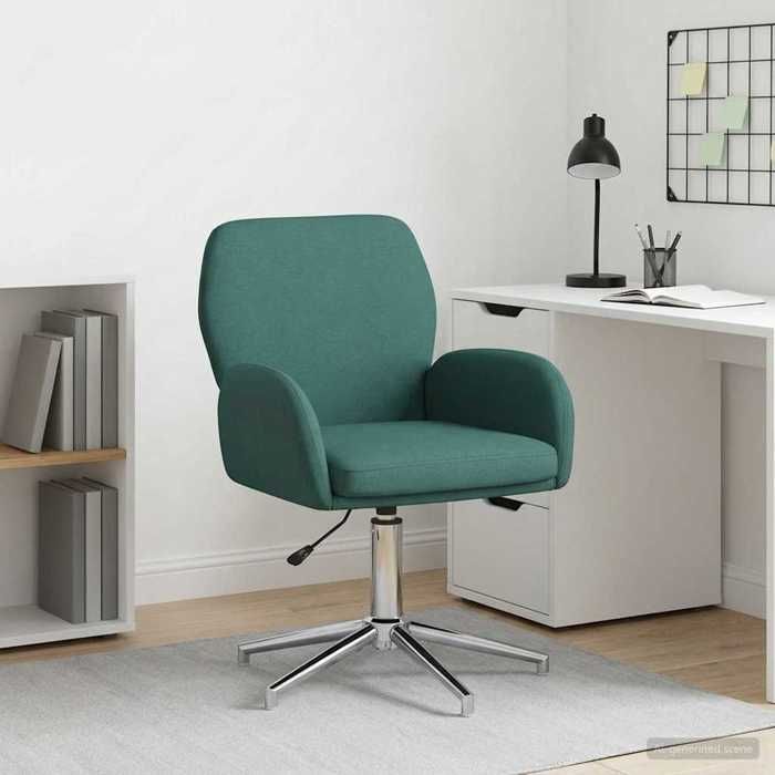 ELORAN®Chaise de bureau pivotante - 54x58x90 cm - Vert foncé - Tissu - Chaise à roulettes Moderne_00906080