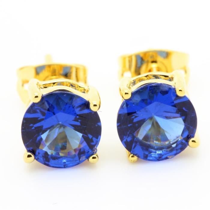 Boucles D'oreilles Clous Oxyde De Zirconium 2x7mm - Plaqué Or 18K, Fantaisie, Neuves Avec étui