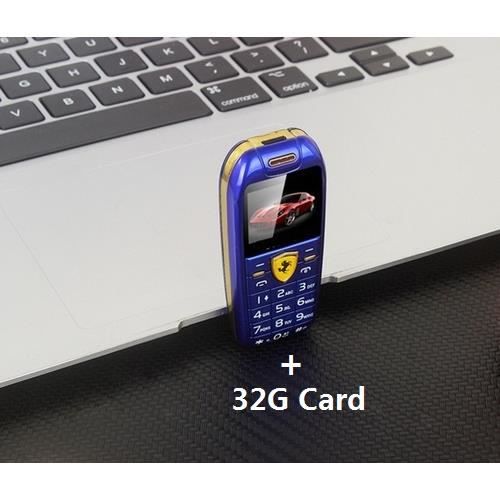 Bleu avec carte 32g-Mini téléphone portable F488, 1.0 pouces, clé de  voiture, pour touristes, Sim, MP3, Blue - Cdiscount Téléphonie