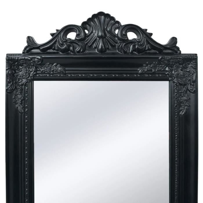 Miroir sur pied - AKOZON - 160x40 cm - Noir - Bois et verre - Style baroque