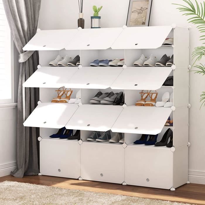 armoire à chaussures, étagère à chaussures modulable, porte-chaussures portable avec 14 cubes