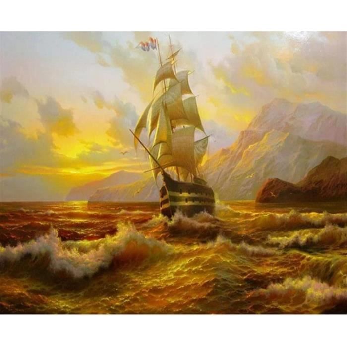 DPHERO 5D Bricolage Cinque Terre Diamond Painting, DIY Broderie Village De Bord De Mer Diamant Painting Kit Complet, Kits De Peinture Sur Diamant Point De Croix Painting Pour Adultes Débutants 30x40cm