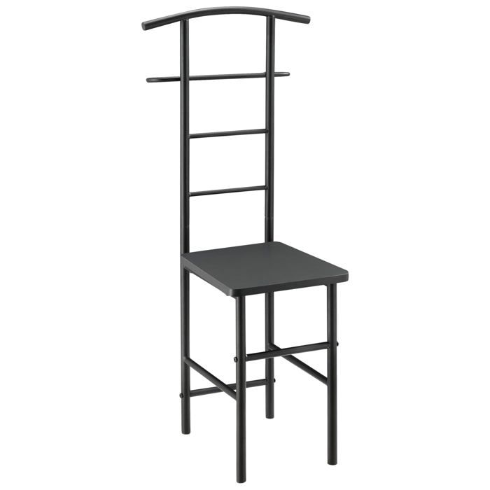 Valet de chambre porte vetements de nuit solide en metal MDF 107 cm noir gris