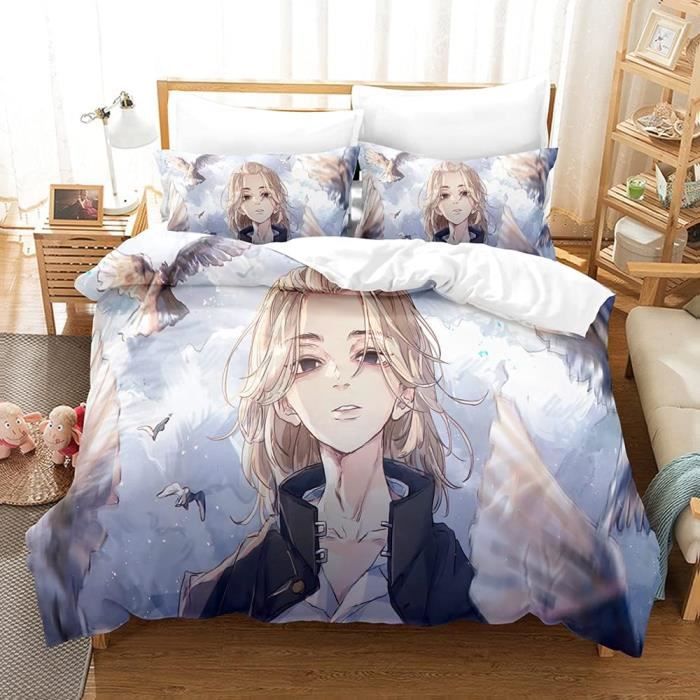 Parure De Lit Enfant Anime Demon Hunters - Housse Couette 135x200cm + Taies Oreiller 80x80cm - Microfibre Douce, Motifs 3D - Lavable Machine
