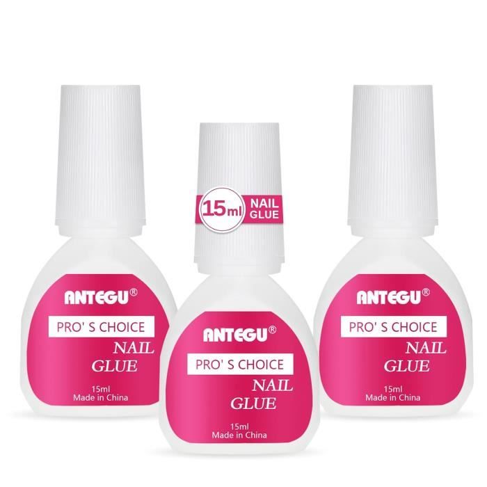 Colle À Ongles, 3 * 15Ml Extra Forte Faux Ongles Colle Avec Pinceau, Professionnelle Colle Pour