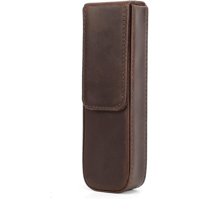 Porte-monnaie En Cuir Véritable - 10x14cm - Porte-clés Intégré - Multi-usages - Noir Brillant