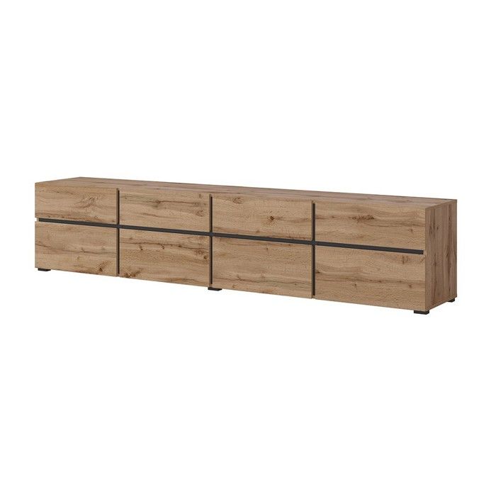 Meuble TV XL coloris chêne et noir 225cm collection HAVANA. Meuble design avec 4 portes et 4 tiroirs. Meuble TV XL coloris chêne et noir 225cm collection HAVANA. Meuble design avec 4 portes et 4 tiroirs.